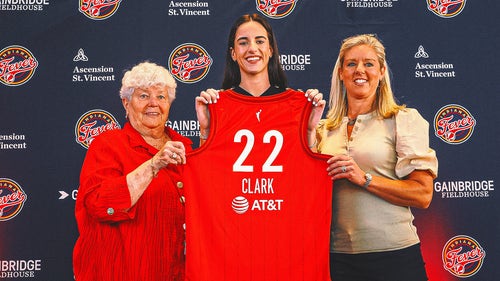 IOWA HAWKEYES Trending Image: Caitlin Clark looks like a natural as Indiana Fever introduce WNBA's top draft pick